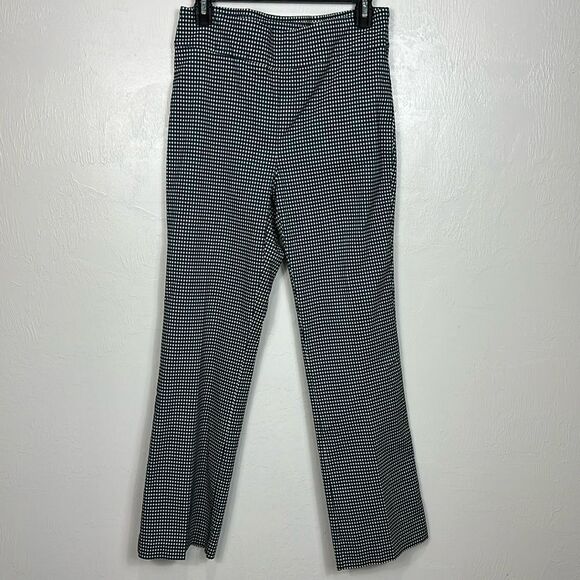 J. McLaughlin Blue White Gingham Print Mid Rise Trousers Size 10 - Picture 1 of 8